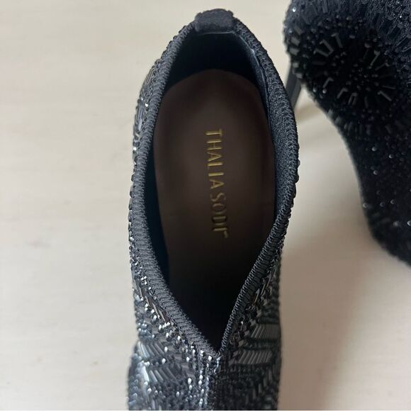 Thalia Sodi Karmen Black Embellished Heeled Booties size 5, fits like a 6 - Picture 8 of 11